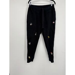 Champion Reverse Weave Disney Mickey Mouse Embroidered Sweatpants Black Mens L